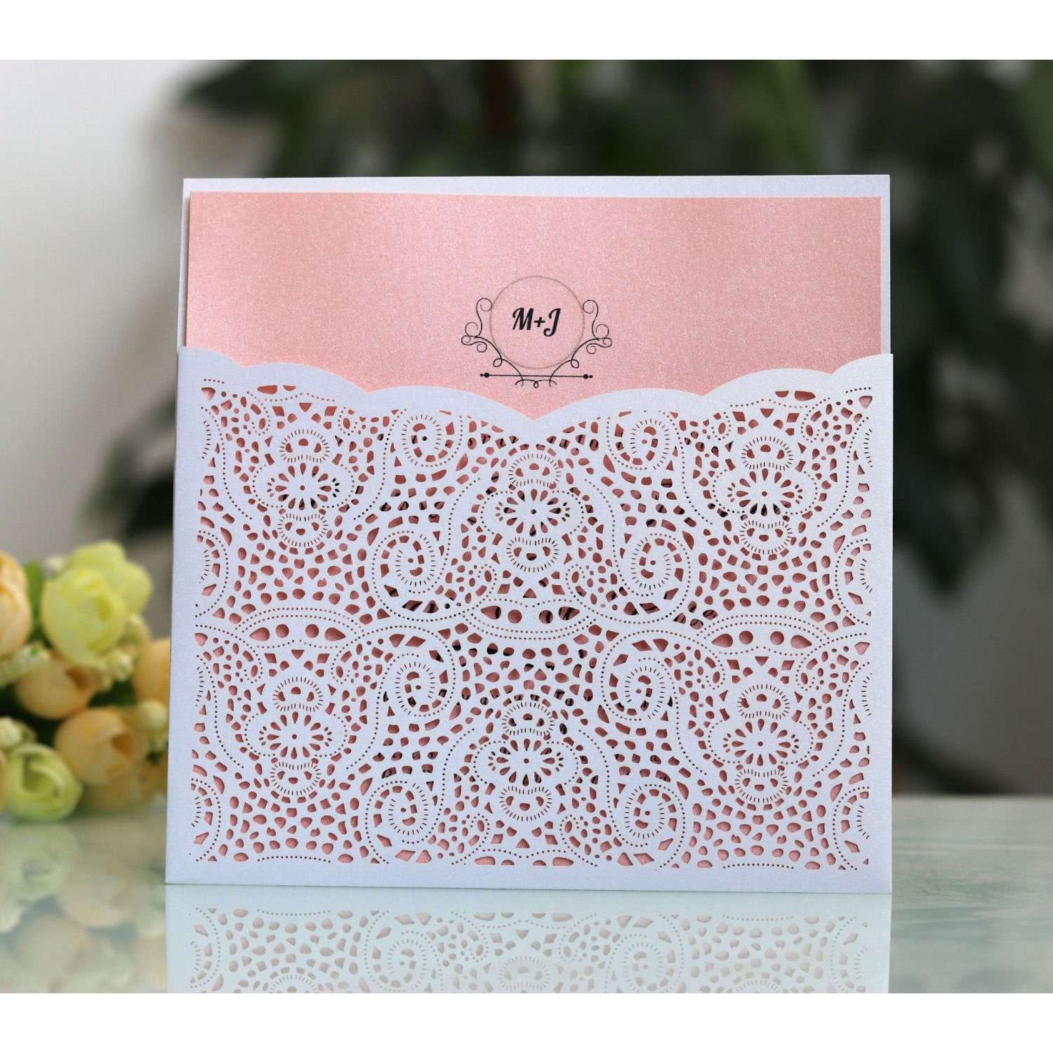 Square Invitation Card With Envelope Pocket Invitation Laser Cut Paper